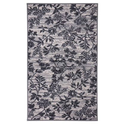 Floral Area Rug – Grey