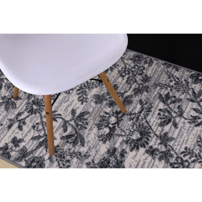 Floral Area Rug – Grey